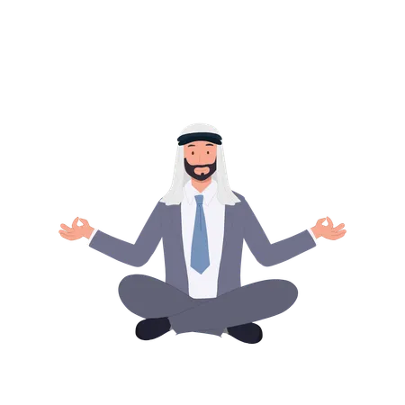 Arab Businessman is Meditating  Illustration