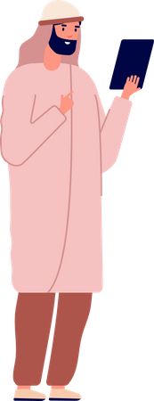 Arab businessman looking at tablet  Illustration