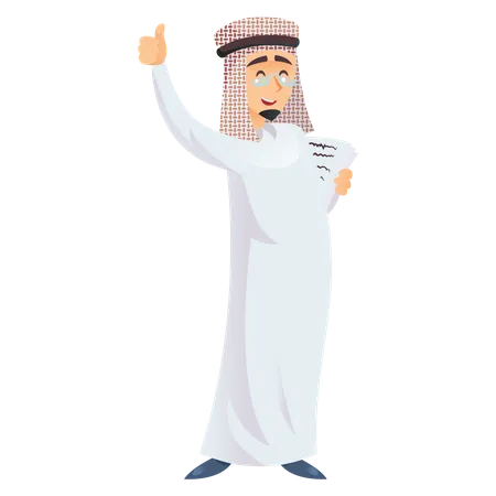Arab businessman making announcement  Illustration