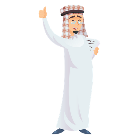 Arab businessman making announcement  Illustration