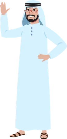 Arab businessman raising hand  Illustration