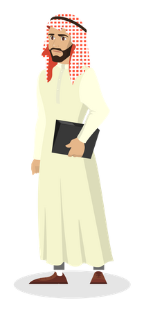 Arab businessman standing with documents Illustration