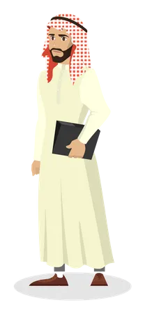 Arab businessman standing with documents Illustration
