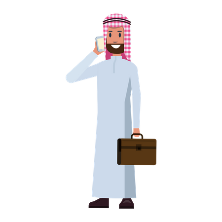 Arab Businessman taking on mobile  Illustration