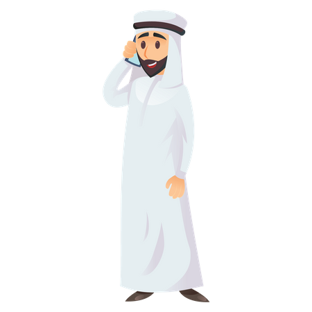 Arab businessman talking on phone Illustration