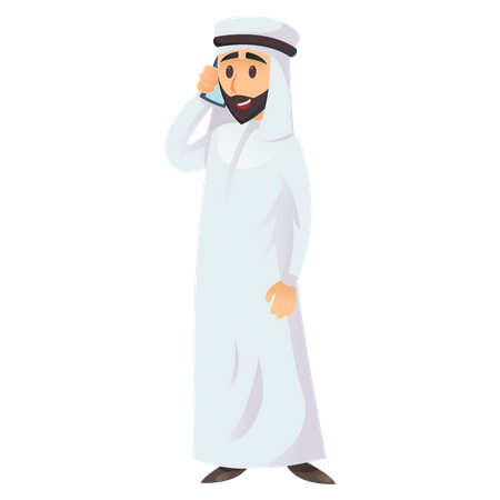 Arab businessman talking on phone  Illustration
