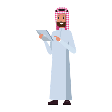 Arab Businessman using tablet  Illustration