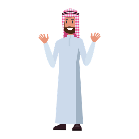 Arab Businessman waving both hand  Illustration