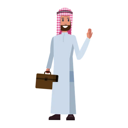 Arab Businessman waving hand  Illustration