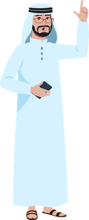 Arab businessman waving hand  Illustration