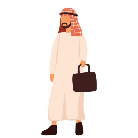 Arab businessman with handbag  Illustration