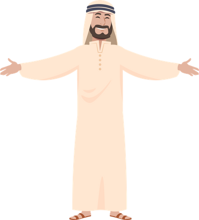Arab businessman with open arms Illustration