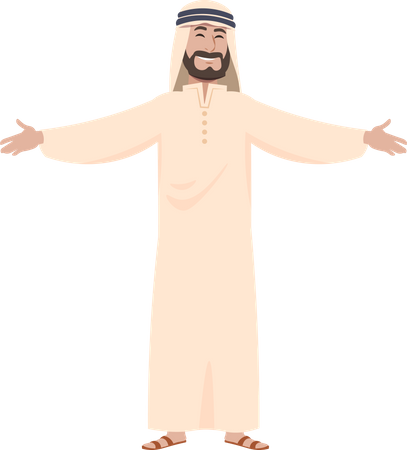 Arab businessman with open arms  Illustration