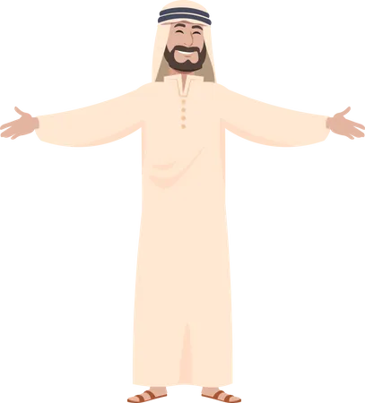 Arab businessman with open arms  Illustration