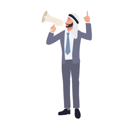 Arab Businessman's Loud Marketing Communication  Illustration
