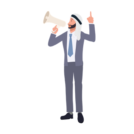 Arab Businessman's Loud Marketing Communication  Illustration