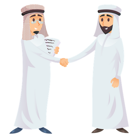 Arab businessmen making business deal handshake  Illustration