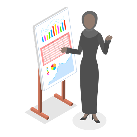 Arab businesswoman presenting chart  Illustration