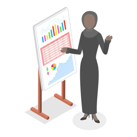 Arab businesswoman presenting chart  Illustration