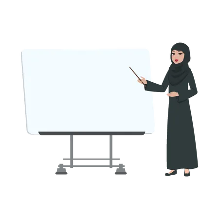 Arab businesswoman presenting on board  Illustration