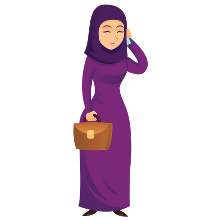 Arab businesswoman talking on phone Illustration