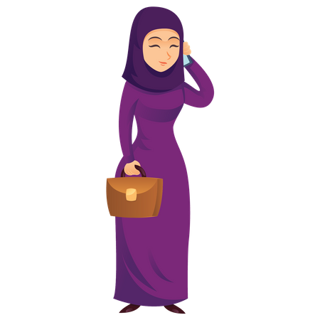 Arab businesswoman talking on phone  Illustration