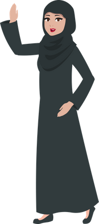 Arab businesswoman waving hand  Illustration
