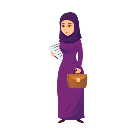 Arab businesswoman with documents Illustration
