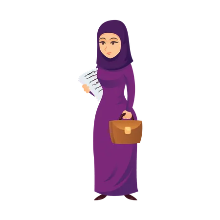 Arab businesswoman with documents Illustration