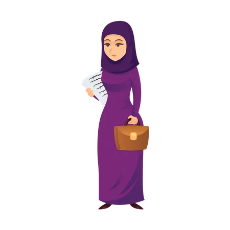 Arab businesswoman with documents  Illustration