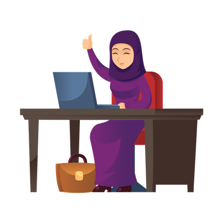 Arab businesswoman working at office Illustration