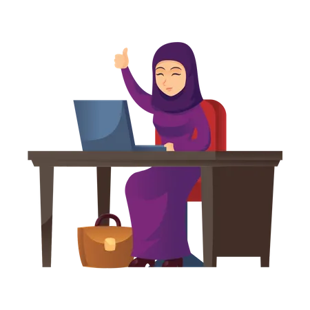 Arab businesswoman working at office  Illustration