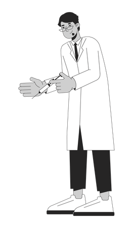 Arab coat doctor holding syringe  Illustration