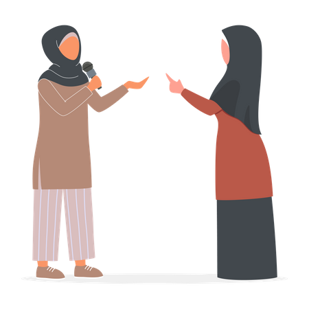 Arab female reporter interviewing female Illustration