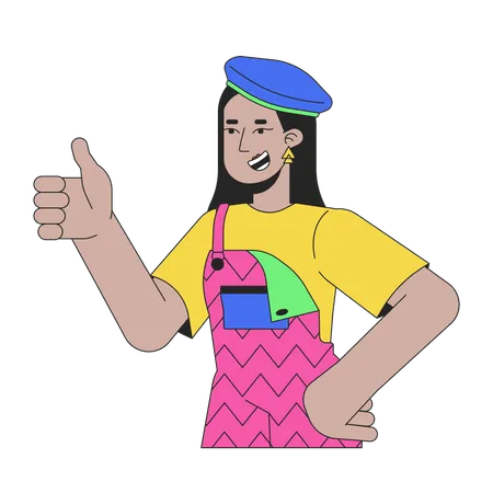 Arab funky girl showing thumb up  Illustration