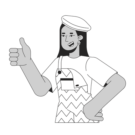 Arab funky girl showing thumb up  Illustration