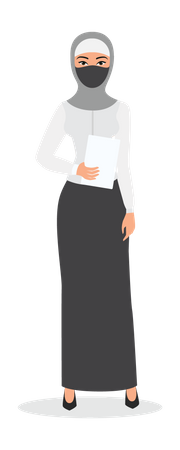 Arab girl holding business report  Illustration