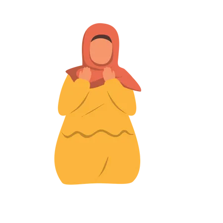 Arab Girl Praying Illustration