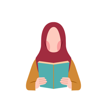 Arab girl reading book  Illustration