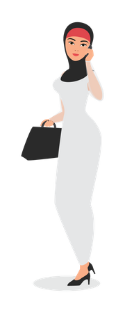 Arab girl talking on mobile  Illustration