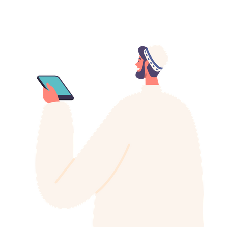 Arab Journalist Male Holding Dictaphone  Illustration