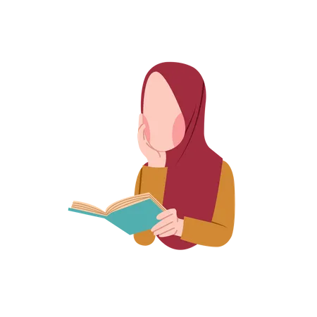 Arab lady reading book  Illustration