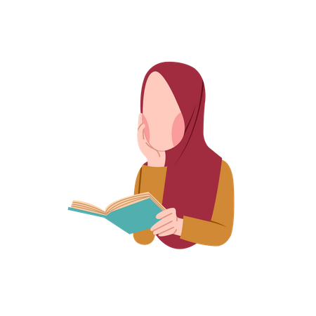 Arab lady reading book  Illustration