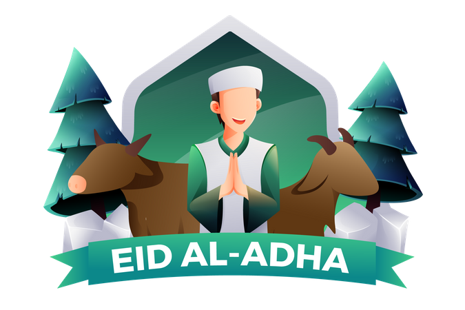Arab male wishing Eid Al-Adha  일러스트레이션