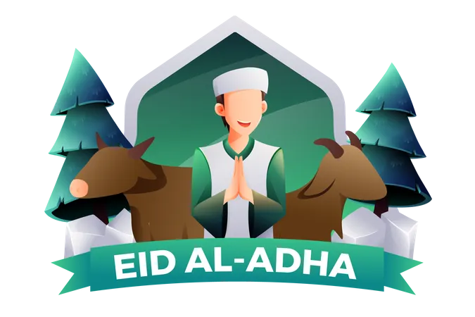 Arab male wishing Eid Al-Adha  Illustration