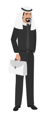 Arab man holding briefcase  Illustration