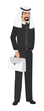 Arab man holding briefcase  Illustration