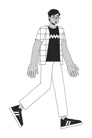 Arab man in eyeglasses walking  Illustration