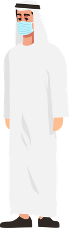 Arab man in surgical mask  Illustration