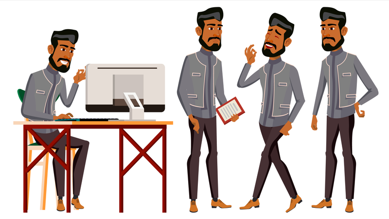 Arab Man Office Worker Illustration